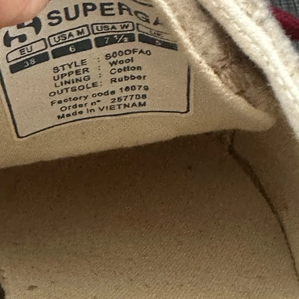 SUPERGA Wool Embroidered Espadrilles Platform Sneakers Shoes 7.5